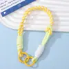 Ins cadena para teléfono de color block creativo con doble hebilla, cordón, llavero de pulsera corta resistente al desgaste, accesorio para bolso DIY