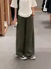 Calça de Trabalho Verde Militar Estilo Americano para Mulheres, Outono Engrossada de Cintura Alta Slim-Fit Petite Calça Esportiva, Calça de Pernas Largas Curvas Nove Pontos