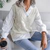 Liquidación Otoño e Invierno Estilo Europeo y Americano Cuello en V Hueco Forma de Diamante Chaleco de Punto Casual Suéter Deseo Ropa Femenina Transfronteriza
