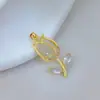 [Oro Real de Cobre] Tulipán Puro Sincero Comercio Exterior Transfronterizo DIY Joyería Hecha a Mano Cobre Circonio Colgante Microincrustado