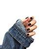 D23 Moda Ambiente Negro Puro Uñas Cortas Arte de Uñas Terminado Para Usar Parche de Uñas Postizas 24 Piezas Soporte Una Pieza de Cabello