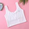 Camiseta interior tipo chaleco de algodón 9-12 con copas en el pecho, top sin mangas de cuello redondo para niñas, adecuado para estudiantes, ropa de verano