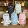 Mochila estilo coreano, ambiente perezoso y fresco, con textura gris jaspeado y estampado de estrellas, para estudiantes de secundaria y preparatoria, con correas anchas para los hombros