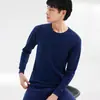 Conjunto de Roupa Íntima Masculina Fina e Quente 100% Algodão Gola Redonda Top de Outono e Calça Suéter de Lã de Algodão Camada Base Estilo Outono e Inverno