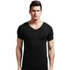 Camiseta masculina justa de verão, manga curta, cor sólida, decote em V, esportiva, respirável, slim fit, moletom fino