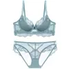 Conjunto de Sutiã Sexy de Renda Transparente para Mulheres, Fino, Vazado, Busto Grande Faz Busto Pequeno Parecer Menor, Respirável, Push-Up, Sustentação, Anti-Queda