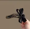 Presilha de Cabelo com Laço Color-Blocked para Mulheres, Presilha Bico de Pato Novo Estilo High-End 2025, Grampo para Parte de Trás da Cabeça, Acessório de Cabelo