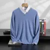 Suéter de Lana Manga Larga Jersey Casual de Negocios Montaña Suéter Holgado Suéter de Cachemira Cuello de Hombre Ropa Interior de Punto Nueva Otoño e Invierno