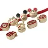 Aleación rica color dorado mate que conserva el color, aceite de goteo, rojo chino, rojo alce, pulsera de cuerda, accesorios de joyería, venta al por mayor