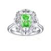 Anillo de plata de ley 925 Tonglin New Amazon venta caliente femenino fuegos artificiales Flor de hielo corte biselado rectangular 6*8 rodeado lujo incrustado