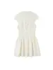 Vestido curto de moda feminina da marca Z, estilo europeu e americano, com decoração de fivela, transfronteiriço, renda color-blocking, tecido elástico branco popular, ZA