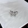 Anillo de apertura de mariposa plisado irregular con diamantes de imitación, anillo de dedo índice de temperamento de moda coreana, pulsera simple