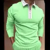 Europa y Estados Unidos transfronterizos nuevo otoño hombre manga larga solapa monocromático camiseta slim camiseta tipo POLO hombre una generación de pelo