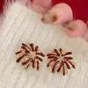 Exquisitos y de Alta Gama Pendientes de Zirconia con Esmalte Goteado Color Vino Tinto tipo Fuegos Artificiales para Mujer, Nuevos Pendientes Súper Brillantes 2025, Accesorios de Moda
