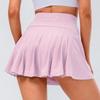 Falda de Tenis Fitness Nude para Mujer Doble Capa Antiexposición Falda Plisada para Danza Running Transpirable Falda Deportiva 12430