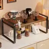 Portavasos de madera maciza, estante de almacenamiento de escritorio, organizador de tazas de té, tazas de agua, tazas de café, vitrina multicapa, mesa auxiliar para sala de estar o comedor