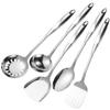 Aço Inoxidável Alemão Espessado Utensílios de Cozinha Cabo Oco em Forma de S Espátula de Cozinha Conjunto Completo Colher de Mingau Garfo de Carne Doméstico Atacado