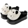 Pantuflas de algodón con plataforma y tacón alto para mujer, para casa, con diseño de osito tierno, corazón femenino, pantuflas que aumentan la altura, cálidas de invierno, antideslizantes, para usar en exteriores
