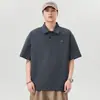 Camisa Polo Bordada con Cuello de Solapa de Peso Pesado 240g Camiseta de Manga Corta Holgada de Moda para Hombre Versátil Casual de Verano Nuevo Top
