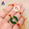 Pulsera de hebilla de seguridad con gema chapada en oro de latón joyería de imitación de oro galvanizada entidad comercio electrónico suministro Pulsera para mujer pulsera