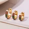 Brincos Mili Exclusivos de Aço Inoxidável com Fileira de Diamantes e Fivela em U Brincos de Zircônia Modernos de Alta Qualidade para Mulheres