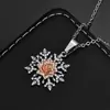 Hip-Hop Europeo y Americano Transfronterizo Colgante de Rosa y Copo de Nieve Joyería de Navidad Accesorios de Collar Completamente Diamantados Joyería de Zirconia para Mujer Personalización
