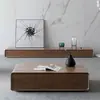 Mueble de TV de madera maciza en estilo vintage y minimalista, color nogal, unidad estrecha de pie para salas de estar pequeñas