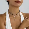 Joyería Transfronteriza Europea y Americana, Collar con Colgante de Cruz de Diamante Moderno y Sencillo para Mujer, Gargantilla Retro Fría