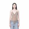Europeo y Americano 2024 Verano Nuevo Transfronterizo Personalizado Metal Pedrería Sexy Moda Tirantes Top Escotado