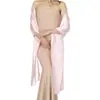 Xale de Cetim Estilo Europeu e Americano Cor Sólida Xale para Vestido de Noite Lenço Longo de Cetim Decorativo Casamento Vestido Cheongsam Combinando Cetim