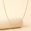 Collar DIY de Latón Dorado Arena Electrochapado, Popular en Tiktok para Mujeres, Cadena Lisa Estilo Coreano y Japonés, Cadena de Cuentas Redondas Unisex, Electrochapado en Oro Real de 24K