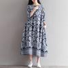 Vestido de algodón y lino de tiro real para mujer, talla grande, suelto, con estampado artístico, largo, estilo étnico chino, para verano