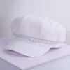 Gasa de Encaje Nueva Cadena Perla Gorra de Pintor Retro Británica Casual Versátil Para Mostrar la Cara Gorra Octogonal Pequeña