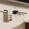 Organizador de acessórios de cabelo de parede, sem necessidade de furar, para uso no banheiro, com presilhas, elásticos de cabelo, scrunchies e um suporte de exibição para pulseiras