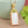 S925 prata Hetian branco jade zircão colar de ouro antigo prata esterlina Palácio estilo pingente pingente para a mãe