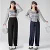 Novas calças de maternidade outono e inverno, cintura alta, retrô, largas, modeladoras, calças pantalona florais, casuais e versáteis, calças cropped