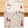 Venta Caliente Transfronteriza Mantel con Estampado de Muñeco de Nieve y Reno Navideño Mantel Individual de Lino para Mesa de Comedor del Hogar de Invierno Decoración Festiva