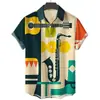 Interjin Meike Multi-aliexpress 2023 Verano Nueva Moda Masculina Holgada Camisa de Manga Corta con Estampado 3D de Guitarra