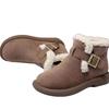Botas de Neve Curtas Birkenstock 2026 em Estoque para Mulheres, Nova Moda Retro de Inverno com Fivela, Sola Plana, Botas Curtas de Pelo
