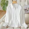 Venta directa del fabricante: Camisa Blanca de Manga Larga para Mujer con un Diseño Único, Top de Estilo Nicho, Nuevo Modelo Primavera y Otoño 2026, Camisa de Mujer con Bolsillos Dobles Laterales