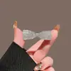 Grampo de Cabelo Prata com Laço de Strass para Mulheres, Presilha de Cabelo Brilhante com Pedras Zircônia e Diamante, Acessório de Cabelo com Presilha de Jacaré