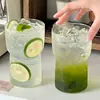 Copo de vidro com cintura para bebida fria, copo de água em camadas para café gelado Americano e suco de alto borossilicato, estoque de fábrica disponível para personalização
