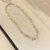 Collar de Perlas con Cuentas de Cristal Irregulares, Fresco y Elegante, Cadena para Clavícula de Estilo Suave y Dulce, Collar de Diseño Único para Mujeres