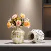 Vaso Cerámico Moderno de Lujo Ligero para Arreglo Floral de Sala de Estar, Recipiente para Flores para Decoración de Entrada de Casa de Huéspedes y Hotel, Venta al por Mayor