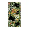 Funda de Teléfono Negra con Gato Verde Floral de Venta Caliente Transfronteriza para Samsung S24 Ultra Película Brillante S25 Cubierta Protectora Anti-Caídas