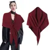 Chal Triangular de Mezcla de Lana de Nuevo Estilo para Mujer al por Mayor Otoño e Invierno, Bufanda de Punto Gruesa y Cálida, Capa Versátil de Color Sólido