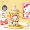 Nueva taza térmica con estampado de leopardo y temática de gatos para niñas, taza de café de alta estética, portátil para uso en exteriores, con popote, taza con retención de hielo para mantener las bebidas frías