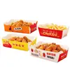 Caja de barco desechable preplegada empaque personalizado para entrega de snacks caja de comida papas fritas palomitas pollo frito caja auto-plegable