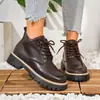 Botas curtas femininas transfronteiriças estilo francês, novo modelo outono e inverno 2026, botas Martin versáteis e respiráveis, botas de montaria com cadarço da moda