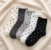 Calcetines de otoño e invierno, calcetines dulces de encaje para niña, calcetines de media pantorrilla para mujer, calcetines holgados de lunares, calcetines Zhuji
